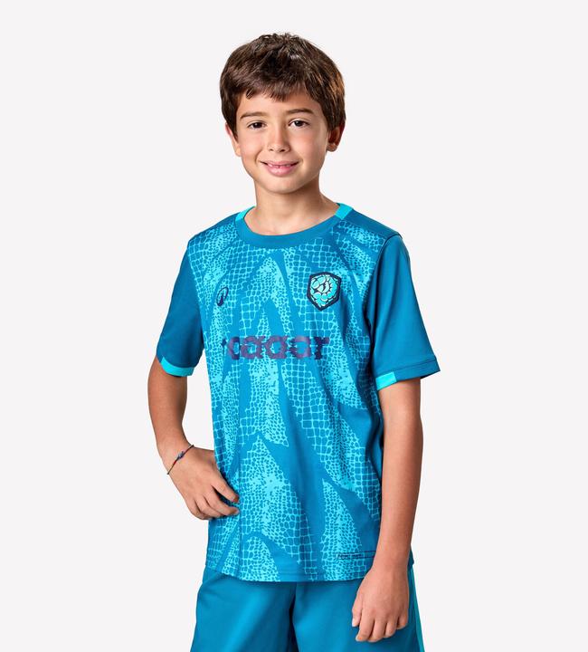 Kipsta Kinder Fussball Trikot - VIRALTO Kids Roarrr Snake Streifen grün/türkis