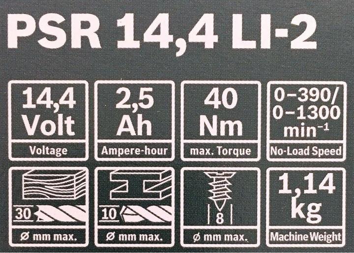 Image du produit Bosch Home & Garden PSR 14.4 Li-2 (Fonctionnement sur batterie)