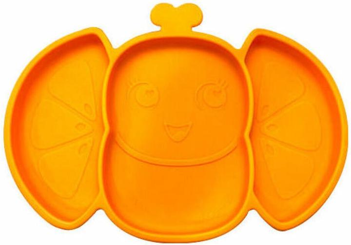 Actual product image Kids Euroswan Frootimals silicone plate OrangieFly orange non-slip