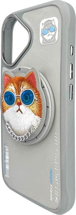 Produktbild Nimmy Glasses Cool Cat MagSafe case for iPhone 16 grey (Apple iPhone 16)