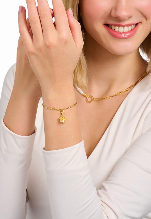 Produktbild Thomas Sabo Charm-Anhänger LONDON Krone mit weissen Steinen vergoldet (925er Silber)