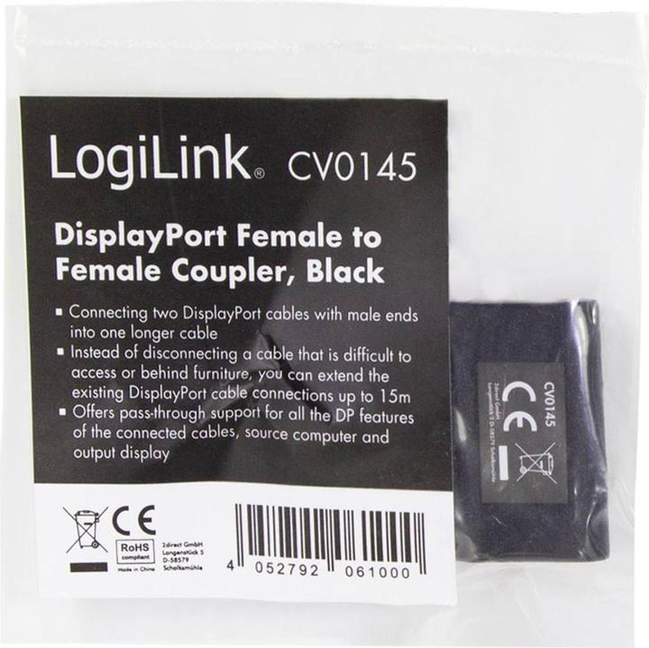 Actual product image LogiLink DisplayPort adapter, DP coupling (4.08 cm)