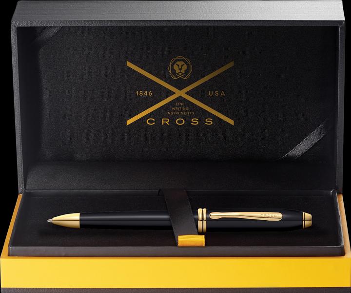 Produktbild Cross Drehkugelschreiber Townsend Schwarz-Lack 23 K goldplattierten Beschlägen (schwarz-lack, Gold, 1 x)