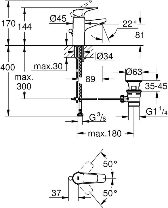 Actual product image Grohe Single lever basin mixer BAUFLOW 1/2inch, S-Size chrome