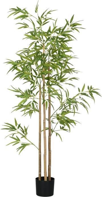 Actual product image Swisshandel24 Künstliche Pflanzen, Kunst Bambus, 180 cm Kunstpflanze mit 830 Blätter Grün (180 cm)