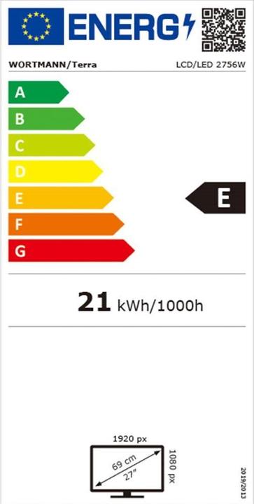 Etichetta energetica Wortmann 3030207 Display LED (27") pixel Full HD Nero (1920 x 1080 pixel, 27")