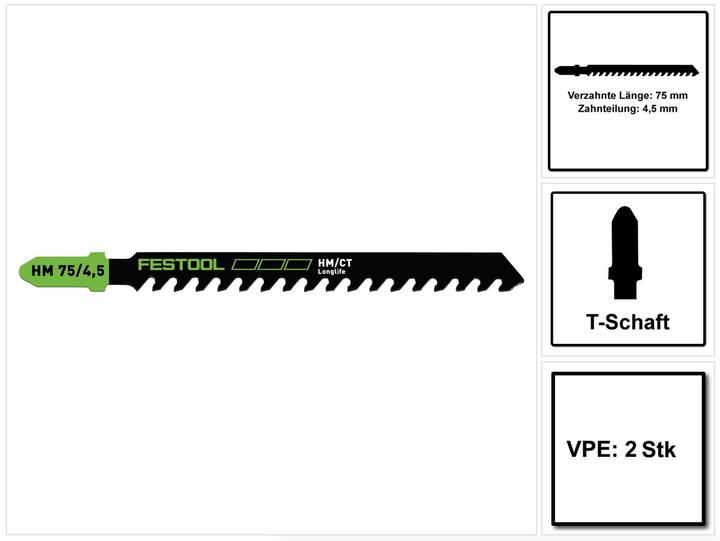 Immagine prodotto Festool HM 75/4,5/2 Lama seghetto - 2 unità ( 2x 204343 )