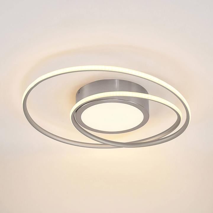Image du produit Lindby Plafonnier Bovia LED, CCT, intensité lumineuse variable, nickel (3900 lm)