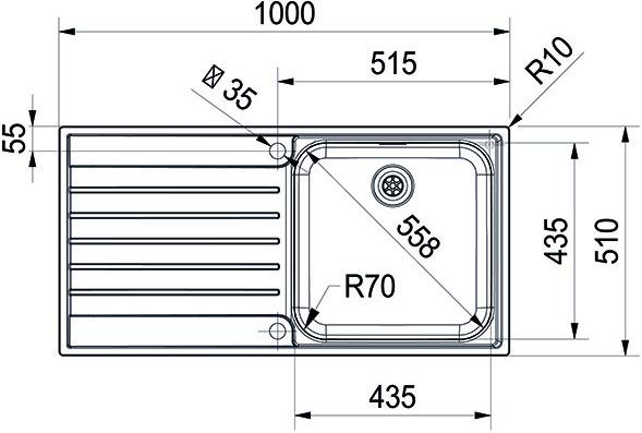 Actual product image Franke Insert sinks Argos AGX 611 100 (Top-mounted sink, 100 cm, 51 cm)