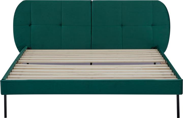 Actual product image En.Casa Upholstered bed Porvoo velvet 140x200 cm dark green (140 x 200)