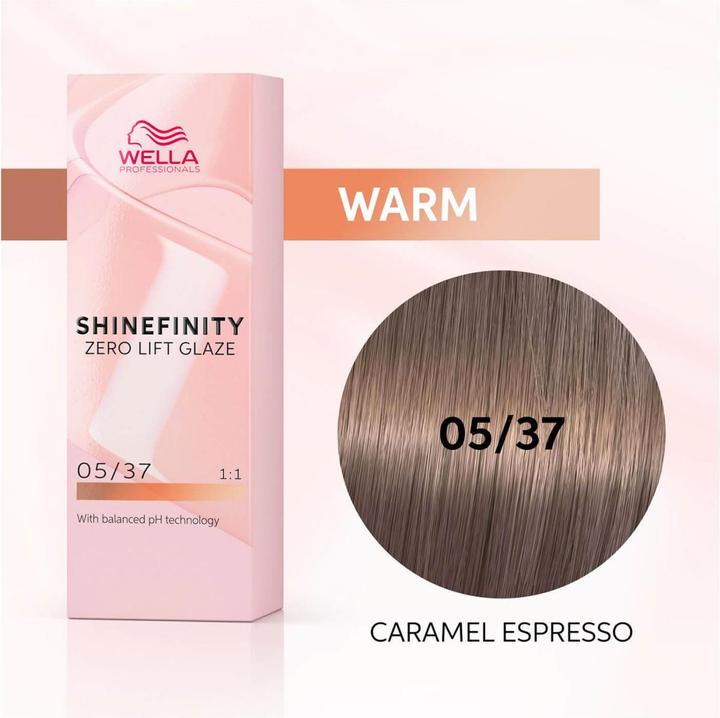 Actual product image Wella Shinefinity (Caramel, Espresso, 05/37 Light Brown Gold Brown)