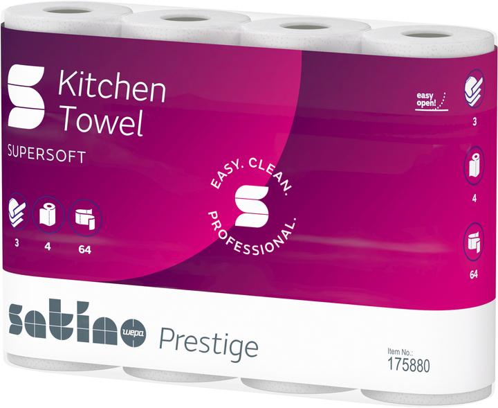 Actual product image Wepa Satino by kitchen rolls prestige 3-ply, 4 rolls (4 x)