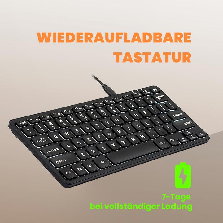 Actual product image Perixx PERIBOARD-732B EN Wireless mini keyboard with backlighting (DE, Wireless)