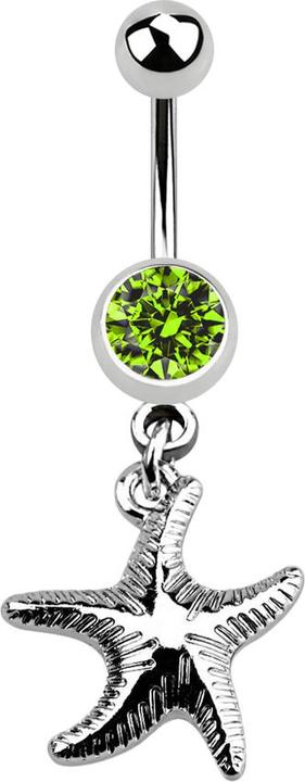 Produktbild Star Piercing Banane silber mit Anhänger Seestern hellgrün (ohne Messing, Chirurgenstahl 316L)