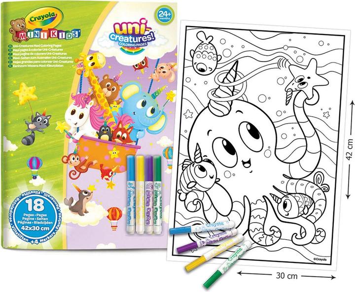Actual product image Crayola Mini Kids - coloring pages A3 incl. 4 markers (Yellow, Blue, Green, Violet)