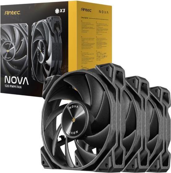 Produktbild Antec The Nova 120 is a set of 3 high power fans with a simple look that supports up to 3200 rpm (120 mm, 3 x)