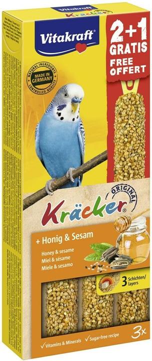 Produktbild Vitakraft Kräcker Honey and sesame - Leckerlis für Wellensittiche - 2 + 1 Stk. (3 x, 0.09 kg)