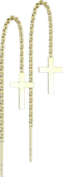 Produktbild Star Piercing Ohrstecker vergoldet freifallende Kette mit Kreuz (ohne Messing, Chirurgenstahl 316L)