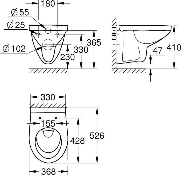 Produktbild Grohe Bau Ceramic WC vaeghaengt -