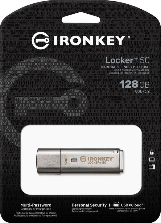 Actual product image Kingston IronKey Locker+ 50 (128 GB, USB 3.2, USB-A)