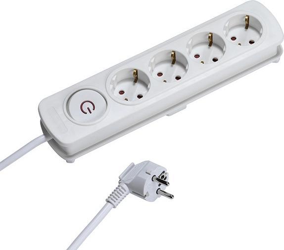 Produktbild Vivanco 4-fach Steckdosenleiste Weiss 37645 EKLS 4W25 Extra grosser Ein-Ausschalter