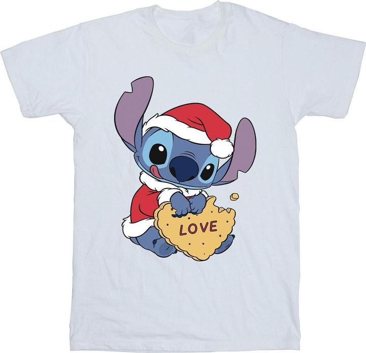 Disney Lilo And Stitch Christmas Love Biscuit TShirt (L)