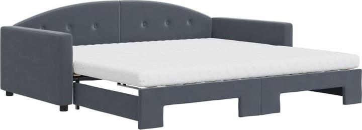 Immagine prodotto VidaXL Tagesbett Ausziehbar Matratzen Schlafsofa Bett Dunkelgrau 100x200 cm Samt (100 x 200 cm)
