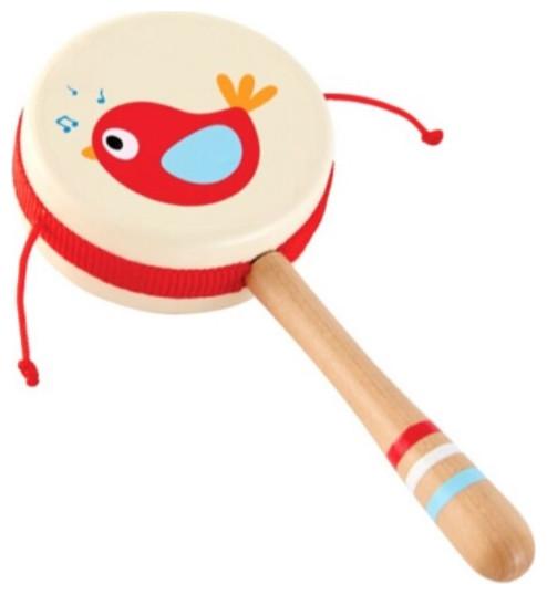Actual product image Hape Drum rattle with chirping bird VE8
