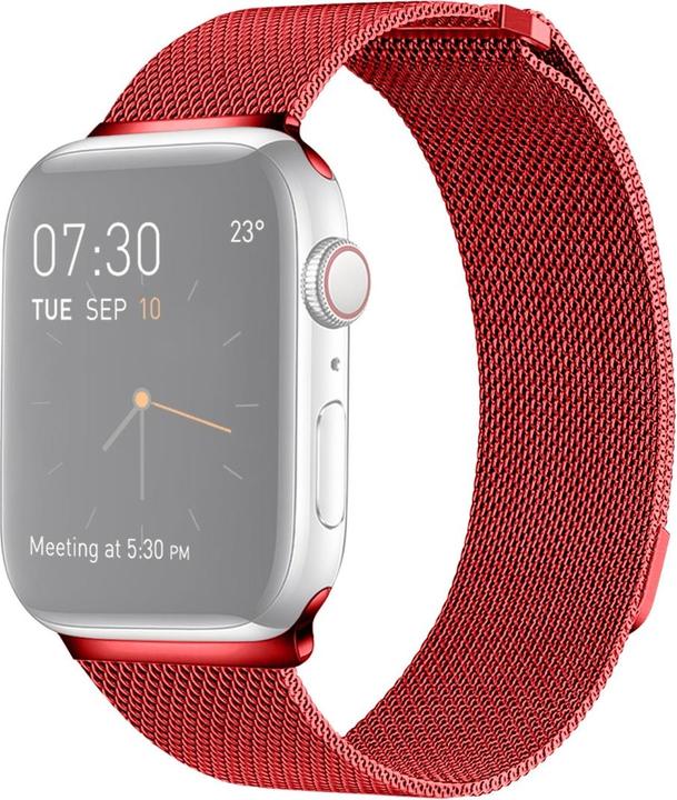 Actual product image Cover-Discount Apple Watch 42 / 44mm - Milanaise stainless steel bracelet red (42 mm, 44 mm, Stainless steel)