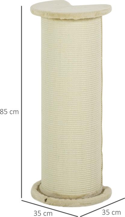 Image du produit PawHut Planche à gratter pour les coins avec dispositif anti-basculement (85 cm, Blanc crème)