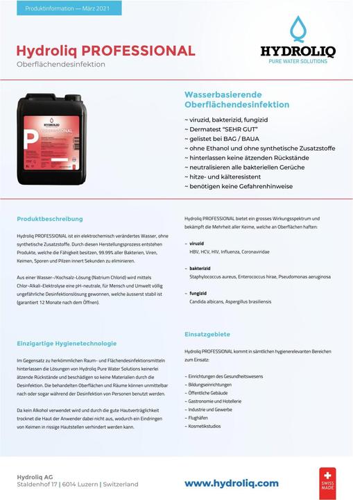 Produktbild Hydroliq Professional Ready to use Flächendesinfektion Flächendesinfektion (1000 ml)