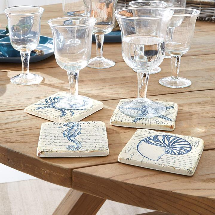 Produktbild Loberon Untersetzer 4Er Set Faune Marine (4 x, Glasuntersetzer)