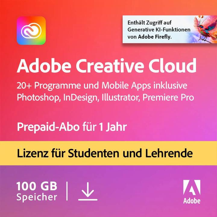 Adobe Creative Cloud Individual Education (1 Utilisateur, 1 Périphériques/Utilisateurs, 12 mois)