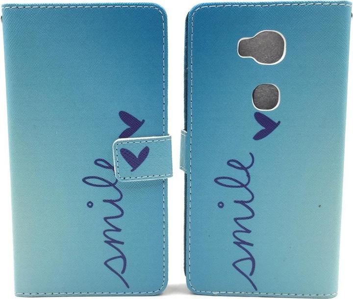 Actual product image König Design Protective Case for Huawei Honor 5X Smile Blue Case Cover + 1 Armour Protection Glass New (Honor 5X)