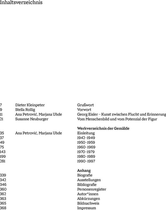 Nährwerte und Zutaten Georg Eisler. Werkverzeichnis der Gemälde (Englisch, Ana Petrovic, Luisa Ziaja, Christian Huemer, Stella Rollig, Marjana Uhde, 2024)