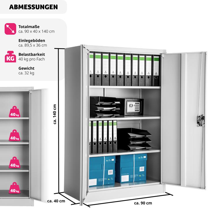 Immagine prodotto tectake Armadio di archiviazione (90 x 40 x 140 cm)