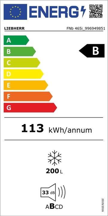Label énergétique Liebherr FNb465i-22 (Autonome, 199 l)