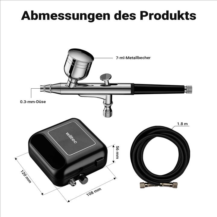 Actual product image Wiltec Compressor accessories set 2.8 bar airbrush set 12V compressed air air brush