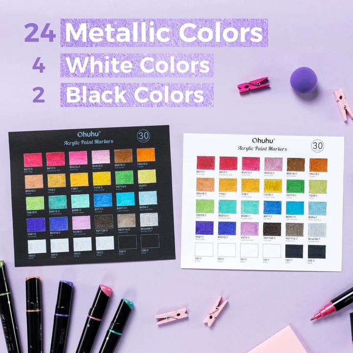 Actual product image Ohuhu Kakaako acrylic pencils (Gold, Silver, Bronze, Multicoloured, Metallic, Copper, 3 mm, 30 x)