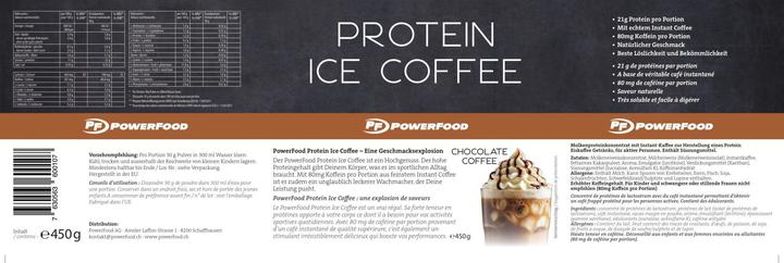 Valori nutrizionali e ingredienti PowerFood One PowerFood Protein Ice Coffee (450g Dose) (Caffè, Cioccolato, 1 pz., 450 g)