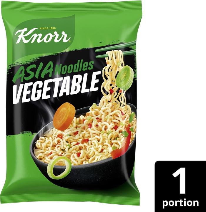 Actual product image Knorr Asia Noodles Vegetable pouch, instant Asian noodles with vegetables, prepared in 3 minutes. (70 g)