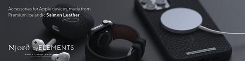 Actual product image Njord Vindur Watch Strap for Apple Watch 44/45mm (45 mm, Vegan Leather, Stainless steel fastener, Salmon leather)