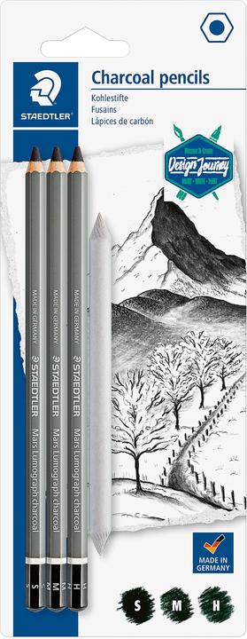 Staedtler Charcoal pencils 'Mars Lumograph charcoal Design Journey (4.50 mm, M, H, 4 x)
