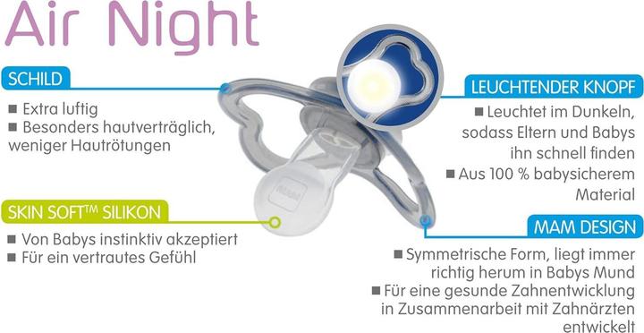 Actual product image MAM Air Night silicone dummy, 2 pieces, 6-16 months (2 x, 6 - 16 M.)