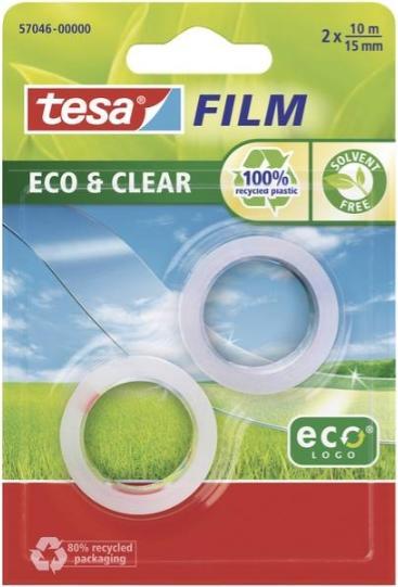 Produktbild tesa 2x tesafilm ECO & CLEAR, lösungsmittelfrei und alterungsbeständig (15 mm)
