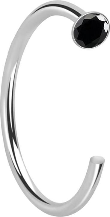 Star Piercing Nasenring offen silber Kristall schwarz (925 Sterlingsilber, ohne Messing)