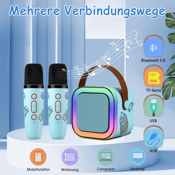 Immagine prodotto Lamjad Kinder Karaokemaschine mit zwei drahtlosen Mikrofonen