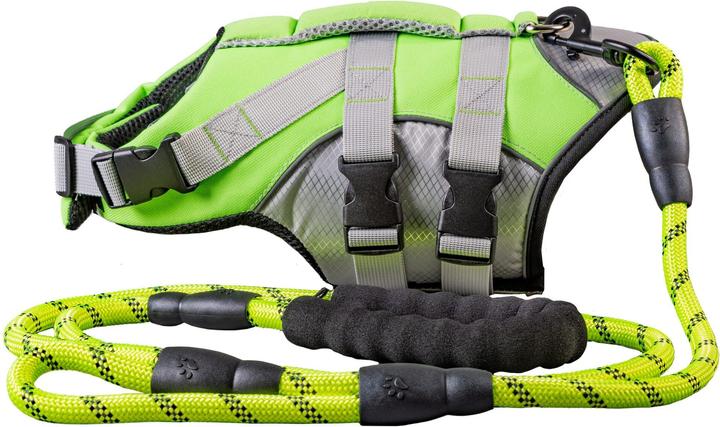 Immagine prodotto Just White Giubbotto di salvataggio per cani verde neon (S, Giubbotto di salvataggio per cani)