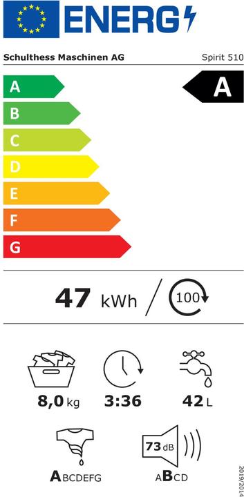 Energie-Label Schulthess Spirit 510 (8 kg, Links, CH-Stecker)