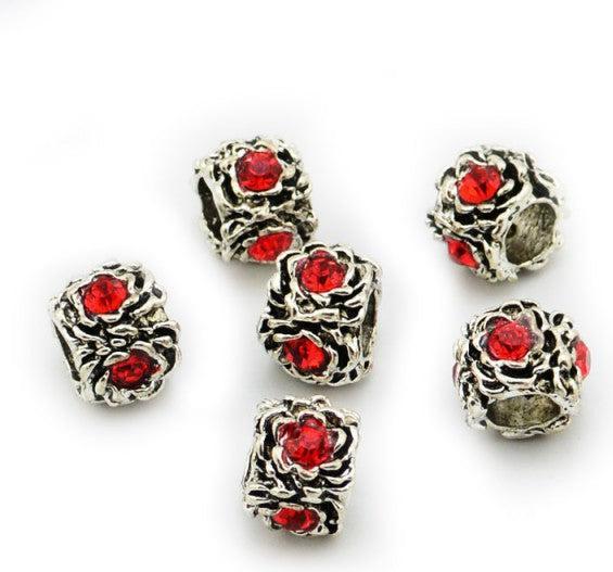 Immagine prodotto Hermex Strass Rose Bead argento placcato 925 - Rosso argenteo (Argento 925)